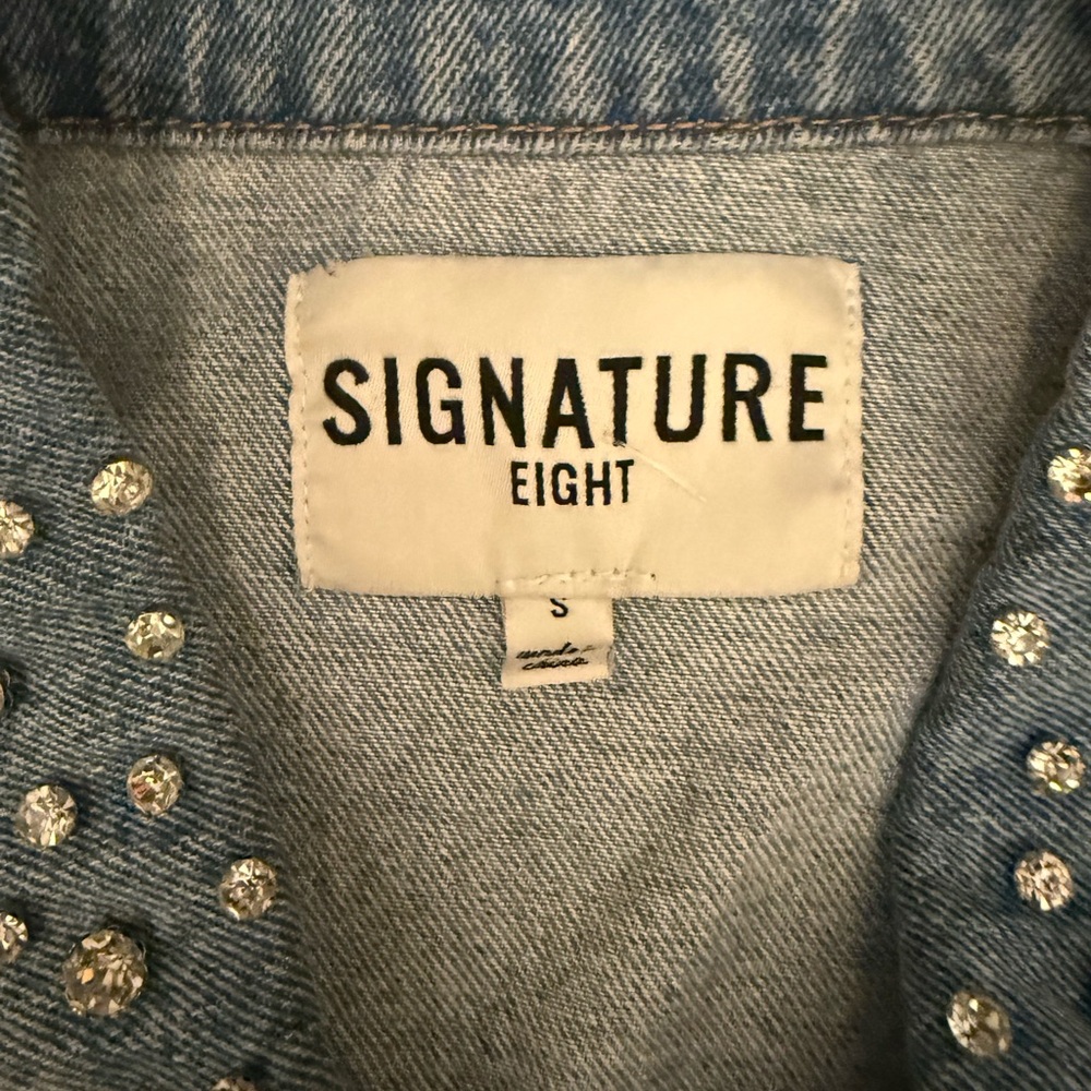 ✨ Rhinestone Studded Denim Jacket Western Glam Y2K Festival Small - Picture 3 of 7